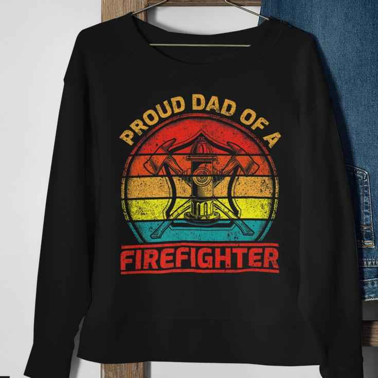 Firefighter Vintage Retro Proud Dad Of A Firefighter Fireman Fathers Day V3 Sweatshirt Gifts for Old Women