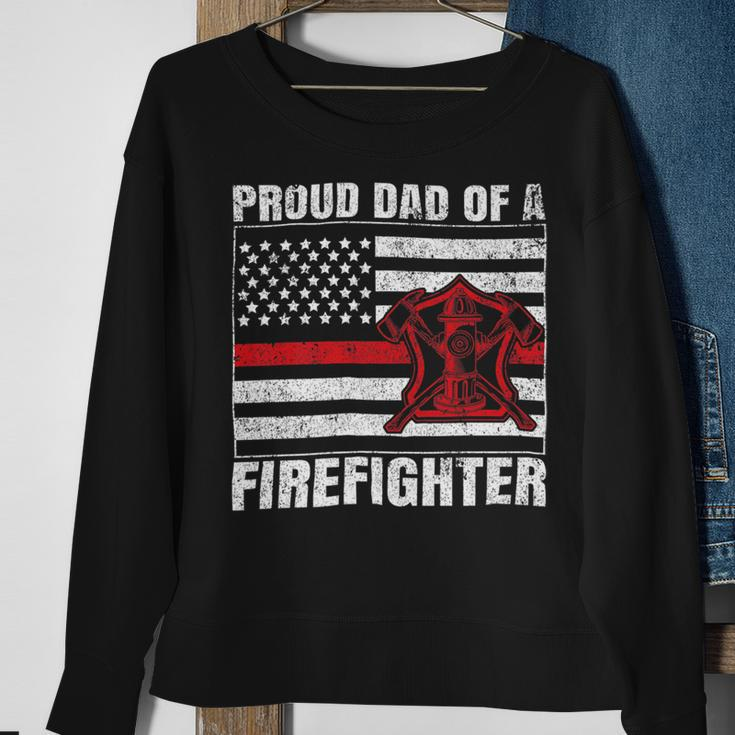 Firefighter Vintage Usa Flag Proud Dad Of A Firefighter Fathers Day Sweatshirt Gifts for Old Women