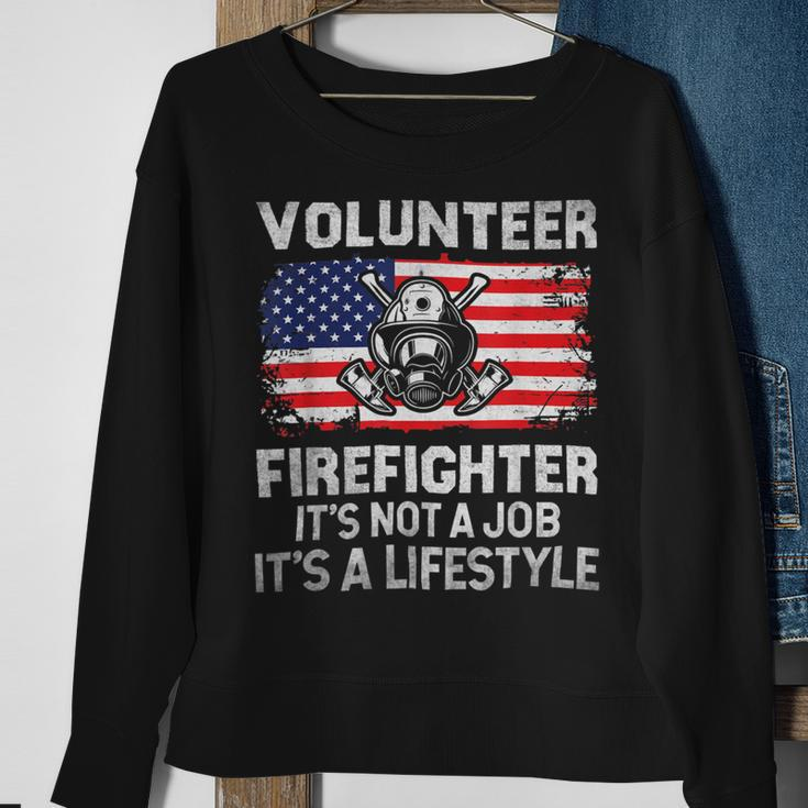 Firefighter Volunteer Firefighter Lifestyle Fireman Usa Flag Sweatshirt Gifts for Old Women