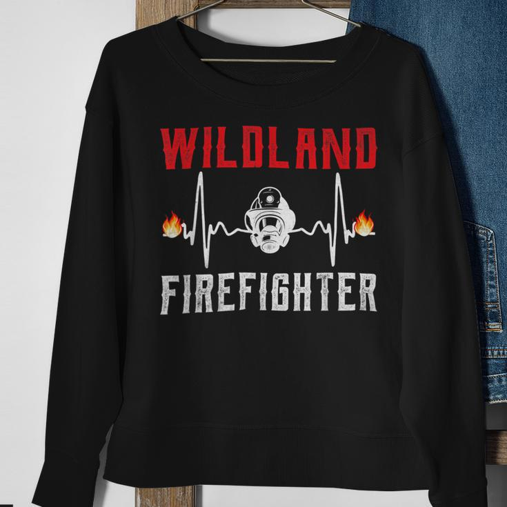 Firefighter Wildland Firefighter Fire Rescue Department Heartbeat Line Sweatshirt Gifts for Old Women