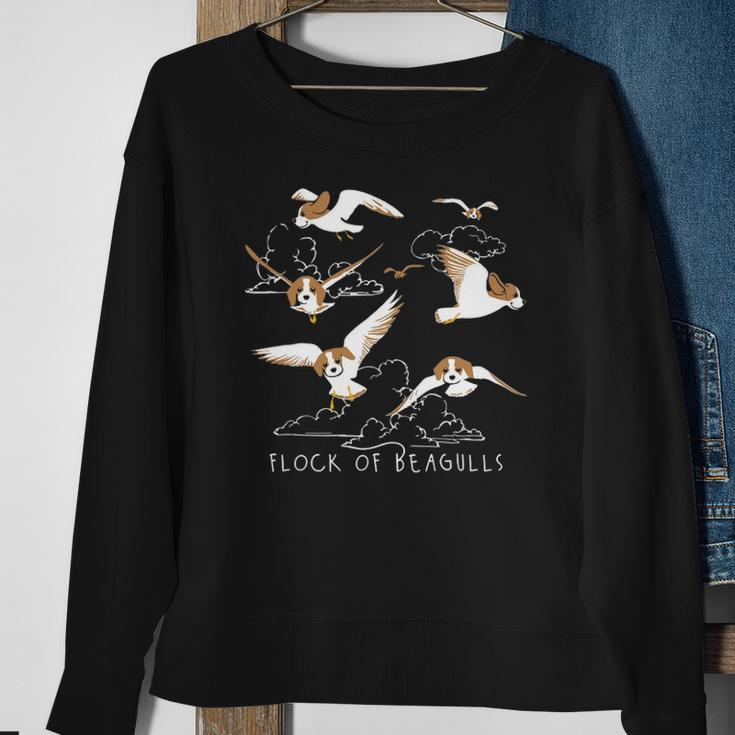 Flock Of Beagulls Beagle With Bird Wings Dog Lover Funny Sweatshirt Gifts for Old Women