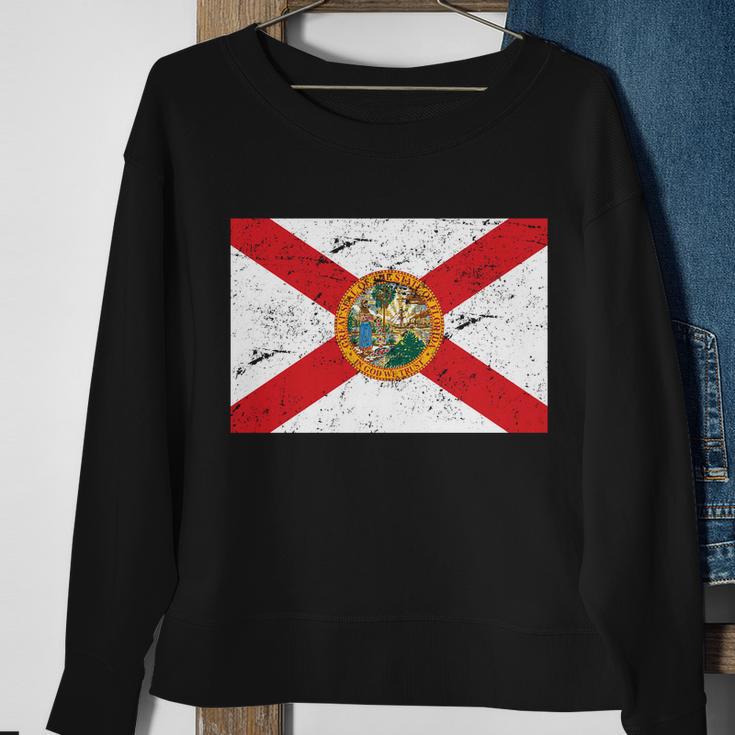 Florida Flag Distressed Vintage Sweatshirt Gifts for Old Women