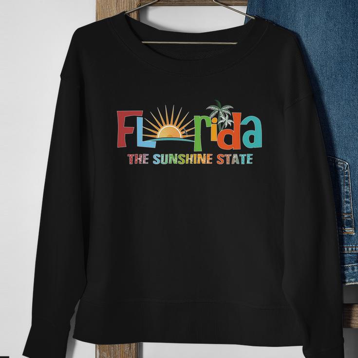 Florida The Sunshine State Colorful Sweatshirt Gifts for Old Women