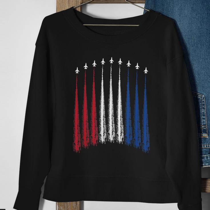Fourth Of July Fighter Jets Red White Blue 4Th American Flag Sweatshirt Gifts for Old Women