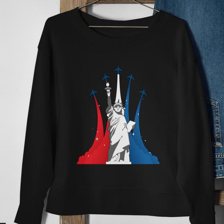 Fourth Of July Fighter Jets Red White Blue 4Th American Flag Sweatshirt Gifts for Old Women