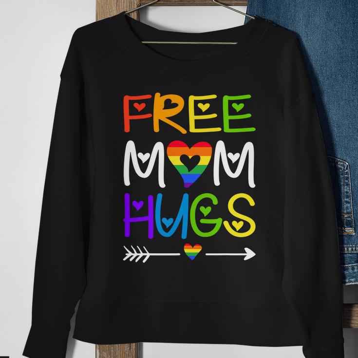 Free Mom Hugs Rainbow Heart Lgbt Pride Month Sweatshirt Gifts for Old Women