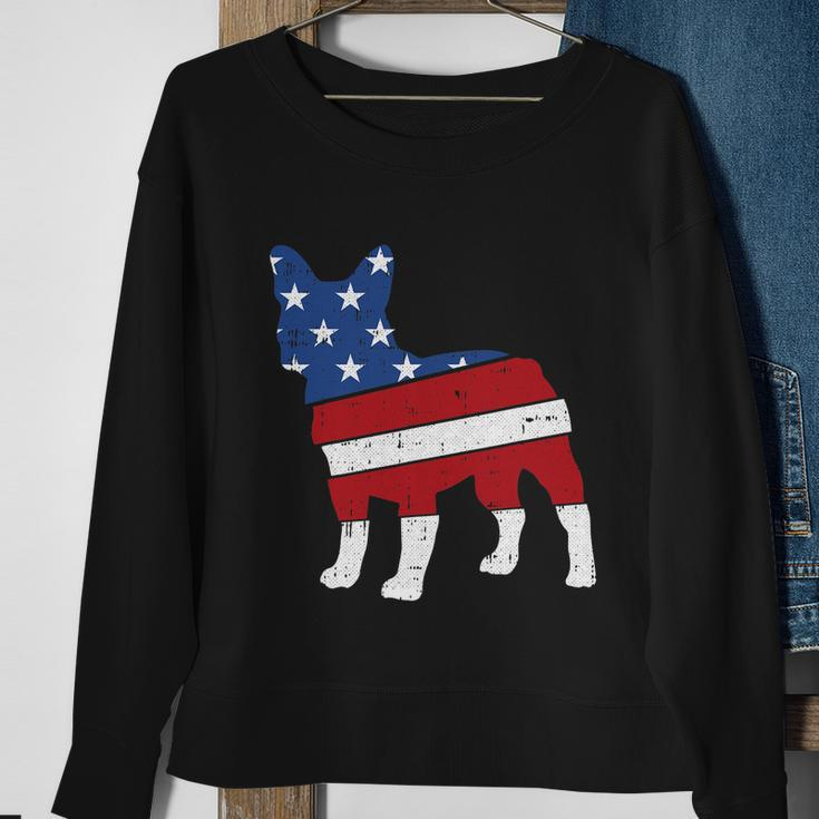 French Bulldog 4Th Of July Cute Frenchie American Flag Dog Sweatshirt Gifts for Old Women