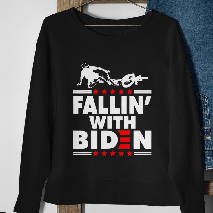 Funny Biden Falls Off Bike Joe Biden Fallin With Biden Sweatshirt Gifts for Old Women