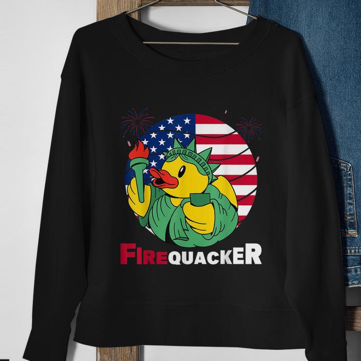 Funny Fourth Of July Usa Patriotic Firecracker Rubber Duck Funny Gift Sweatshirt Gifts for Old Women