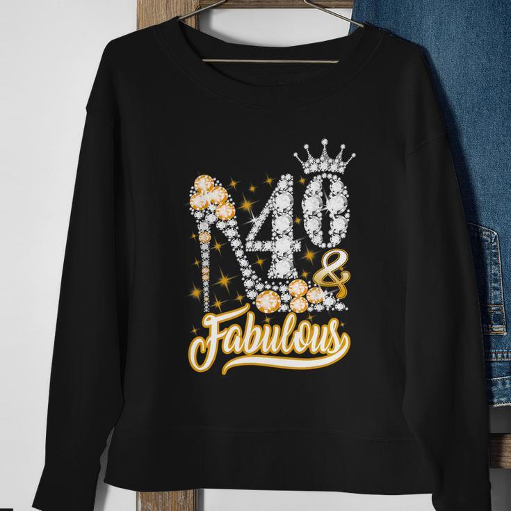 Funny Gift 40 Fabulous 40 Years Gift 40Th Birthday Diamond Crown Shoes Gift V2 Sweatshirt Gifts for Old Women