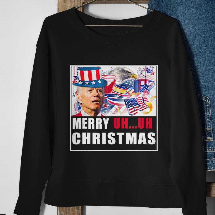 Funny Joe Biden Happy Christmas In July Usa Flag Sweatshirt Gifts for Old Women