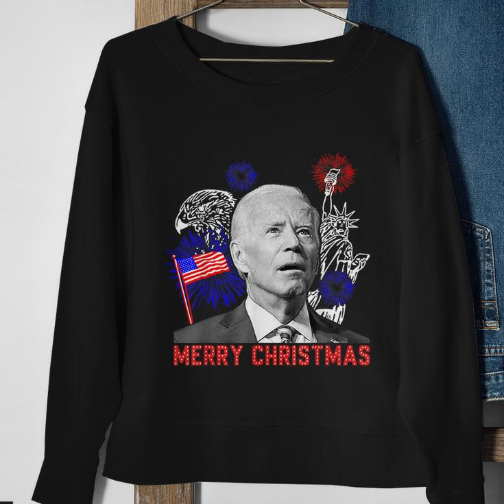 Funny Joe Biden Happy Christmas In July Usa Flag V2 Sweatshirt Gifts for Old Women