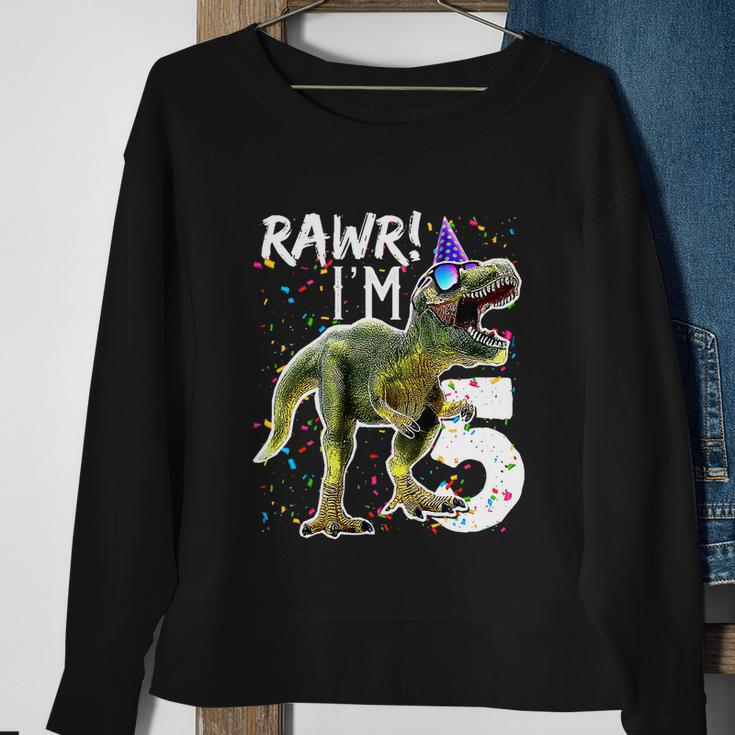 Funny Kids Rawr Im 5 5Th Birthday Party GiftRex Dinosaur Gift For Boys Gift Tshirt Sweatshirt Gifts for Old Women