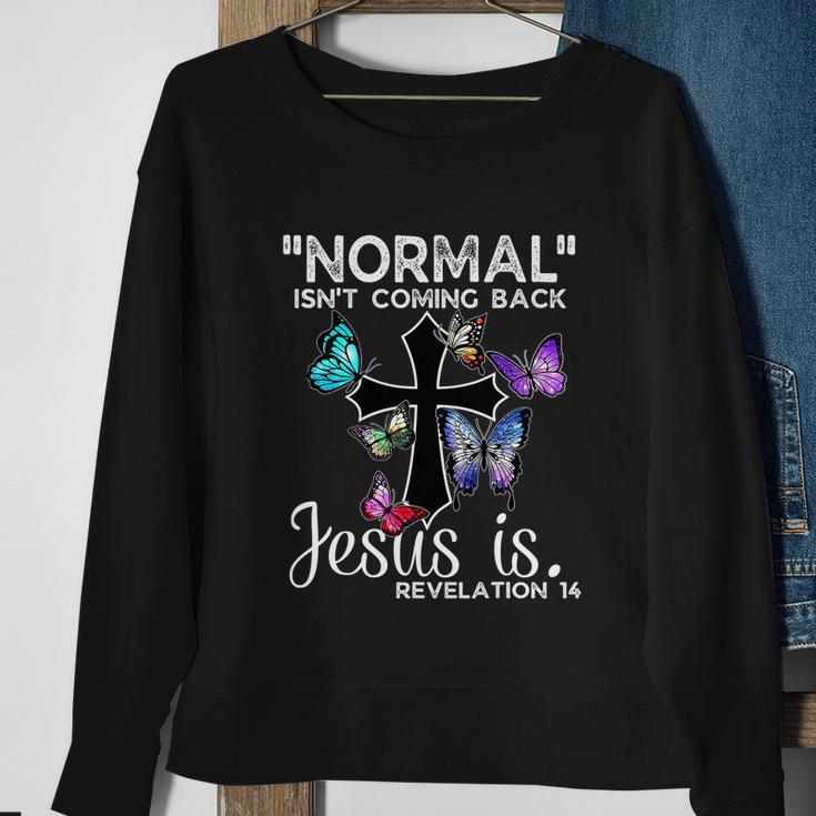 Graphic Hoodie 'Normal Isn't Coming Back' – Men's Oversized Hooded Sweatshirt, Long Sleeve, E-Black, Size Small - View #12