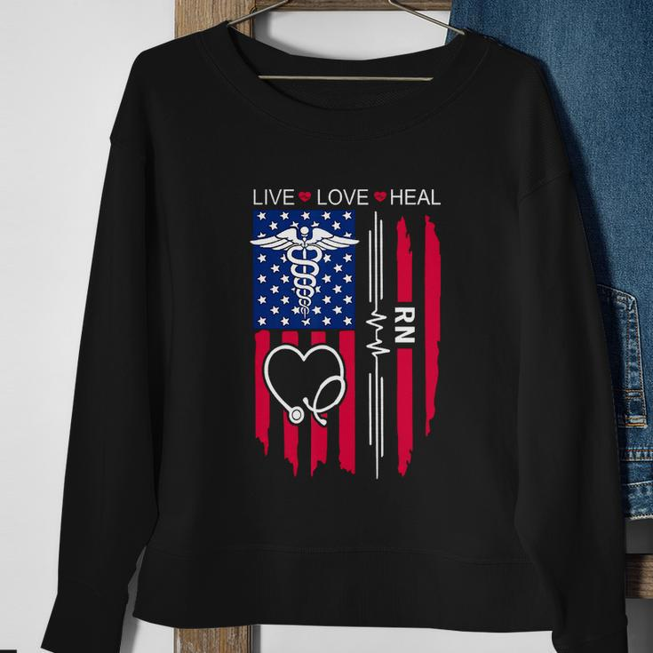 Funny Rn Nurse Us Flag For 4Th Of July Sweatshirt Gifts for Old Women