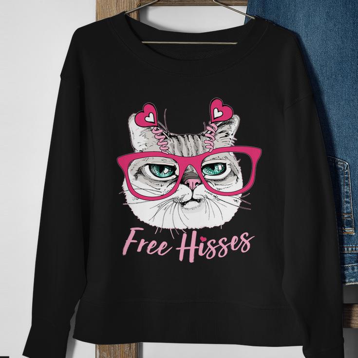 Funny Valentine Cat Free Hisses Sweatshirt Gifts for Old Women