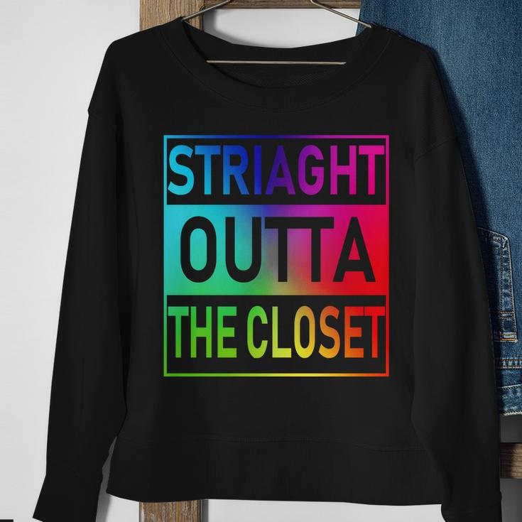 Gay Pride Straight Outta The Closet Tshirt Sweatshirt Gifts for Old Women