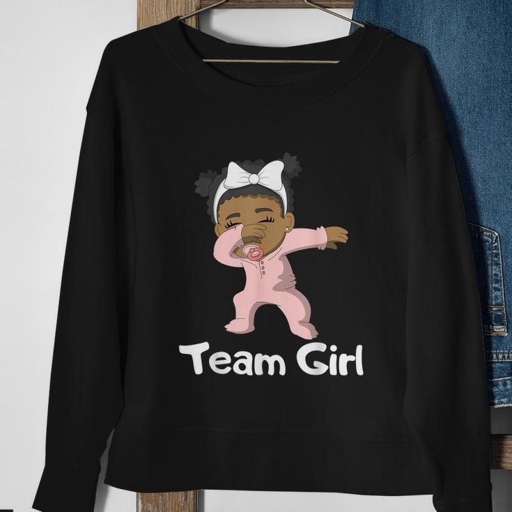 Gender Reveal Party Team Girl Cute Dabbing Black Baby Sweatshirt Gifts for Old Women