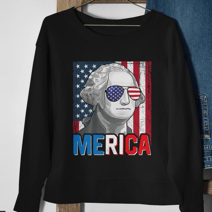 George Washington 4Th Of July Merica Men Women American Flag Sweatshirt Gifts for Old Women