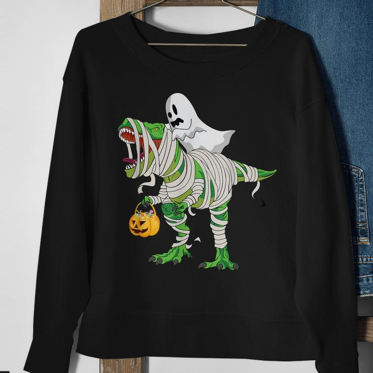 Ghost RidingRex Mummy Dinosaur Halloween Sweatshirt Gifts for Old Women