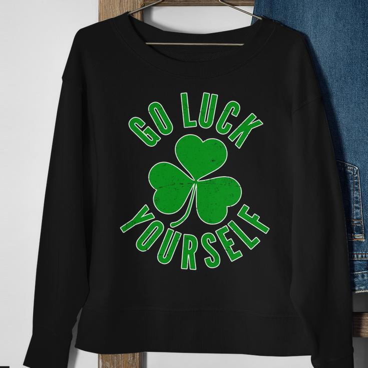 Go Luck Yourself Irish Clover Sweatshirt Gifts for Old Women