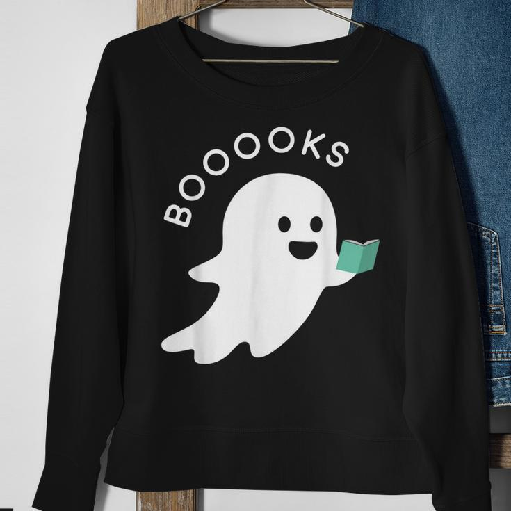 Halloween Booooks Ghost Reading Boo Read Books Library Sweatshirt Gifts for Old Women