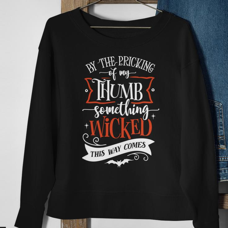 Halloween By The Pricking Of My Thumb - Orange And White Men Women Sweatshirt Graphic Print Unisex Gifts for Old Women