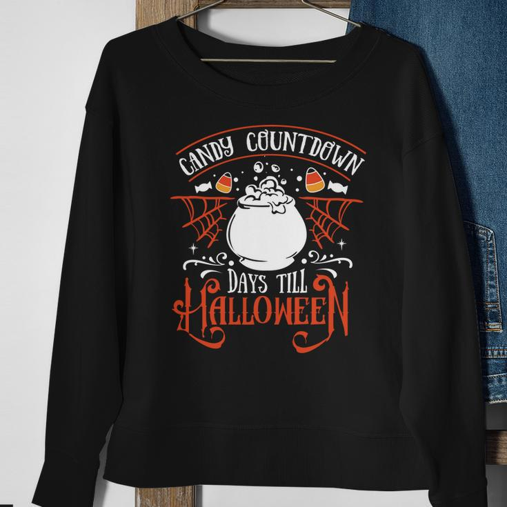 Halloween Candy Countdown Days Till Halloween - Orange And White Men Women Sweatshirt Graphic Print Unisex Gifts for Old Women
