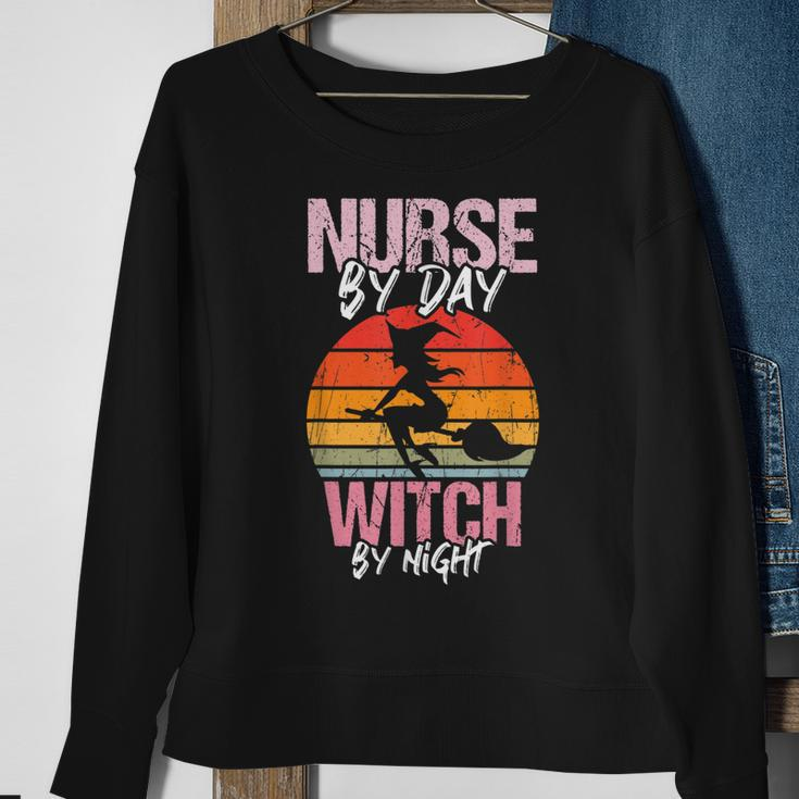 Halloween Nurse Costume Vintage Nurse By Day Witch By Night Sweatshirt Gifts for Old Women