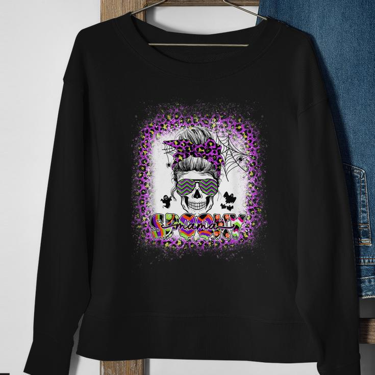 Halloween Spooky Mama Bleached Messy Bun V2 Sweatshirt Gifts for Old Women