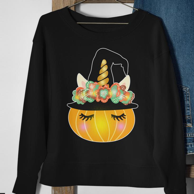 Halloween Uni-Pumpkin Sparkly Cute Graphic Design Printed Casual Daily Basic Sweatshirt Gifts for Old Women