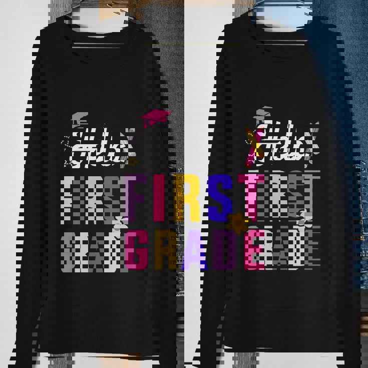 Hello 1St Grade First Back To School Student Teacher Sweatshirt Gifts for Old Women