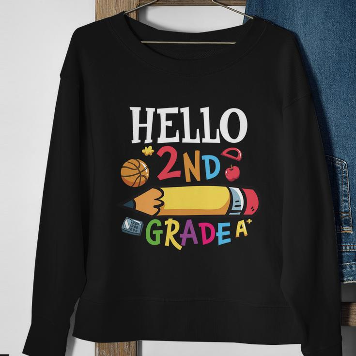 Hello 2Nd Grade Pencil Back To School Sweatshirt Gifts for Old Women