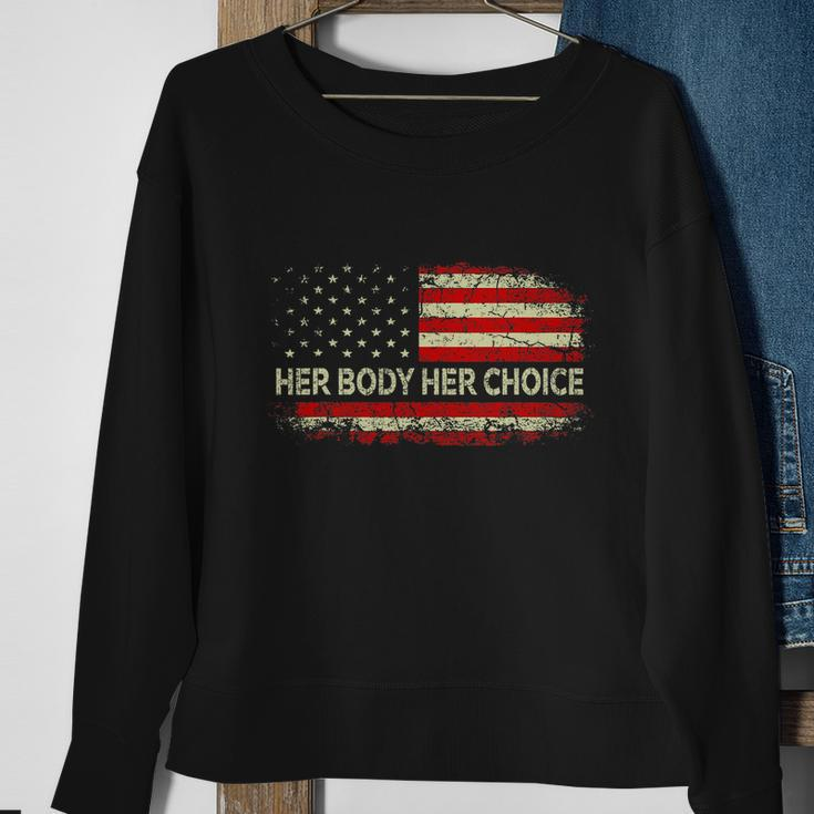 Her Body Her Choice American Us Flag Reproductive Rights Sweatshirt Gifts for Old Women
