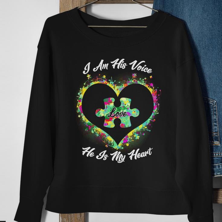 I Am His Voice He Is My Heart- Autism Awareness Tshirt Sweatshirt Gifts for Old Women