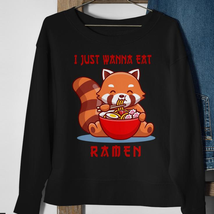 I Just Wanna Eat Ramen Cute Red Panda Sweatshirt Gifts for Old Women