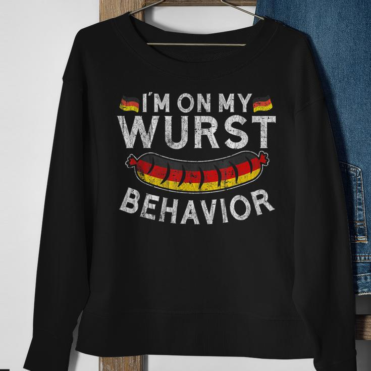 Im On My Wurst Behavior Funny German Oktoberfest Germany Men Women Sweatshirt Graphic Print Unisex Gifts for Old Women