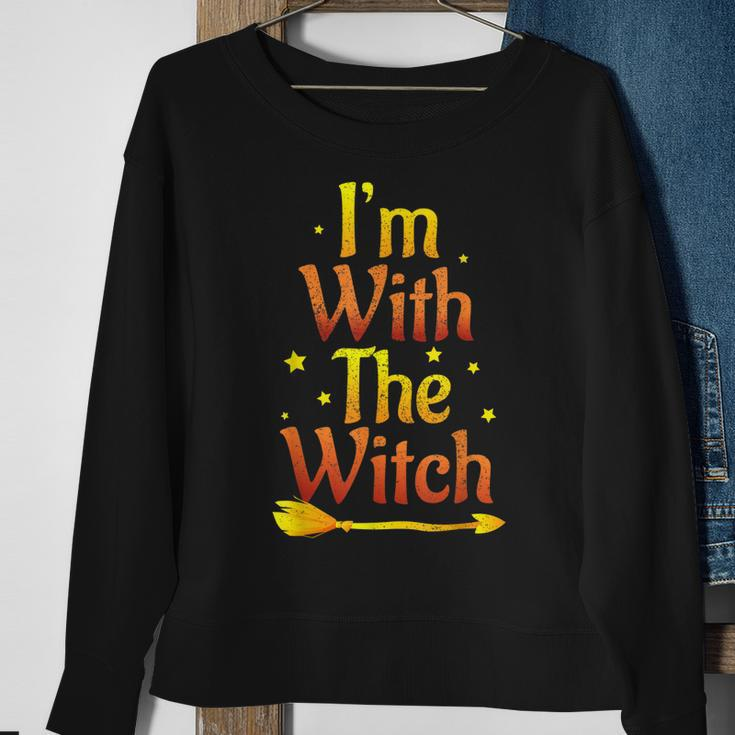 Im With The Witch Halloween Couple Matching Costume Sweatshirt Gifts for Old Women