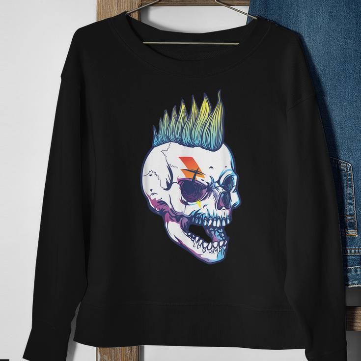 Iroquois Skeleton Scull Punk Rocker Halloween Party Costume Sweatshirt Gifts for Old Women