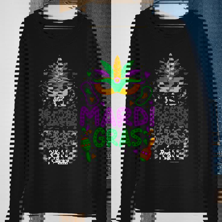 Its Mardi Gras Yall Mardi Gras Party Mask Costume Men Women Sweatshirt Graphic Print Unisex Gifts for Old Women