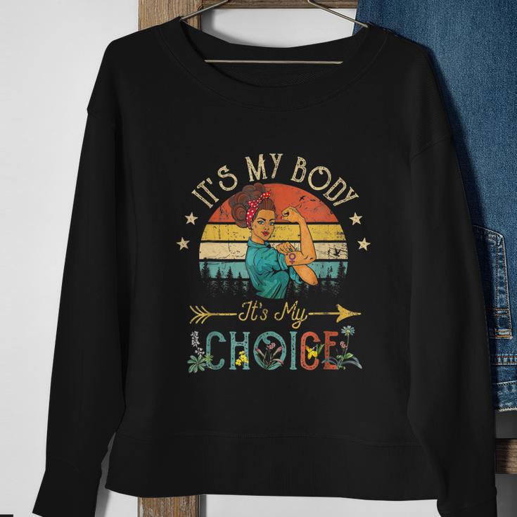 Its My Body Choice Feminist Womens Floral Feminist Retro Sweatshirt Gifts for Old Women