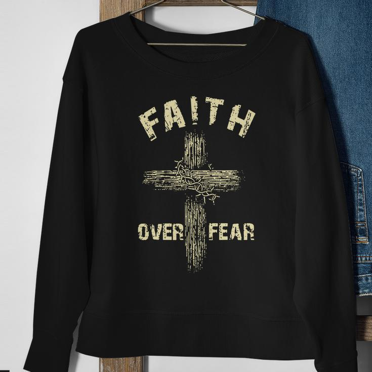 Jesus Christ Cross Faith Over Fear Tshirt Sweatshirt Gifts for Old Women
