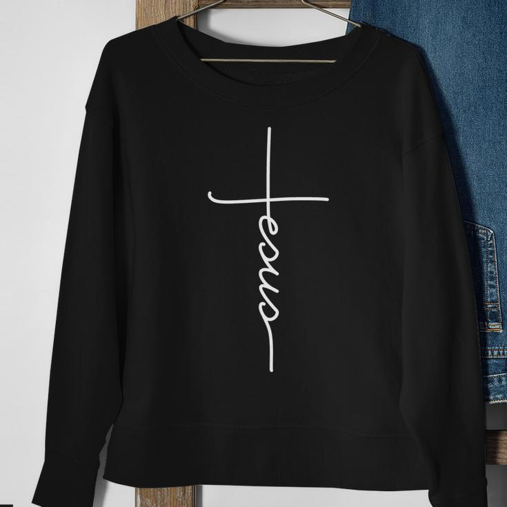Jesus Christ Faith Christian Cross Logo Sweatshirt Gifts for Old Women