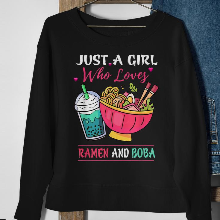 Kawaii Just A Girl Who Loves Ramen And Boba Tea Bubble Milk Men Women Sweatshirt Graphic Print Unisex Gifts for Old Women