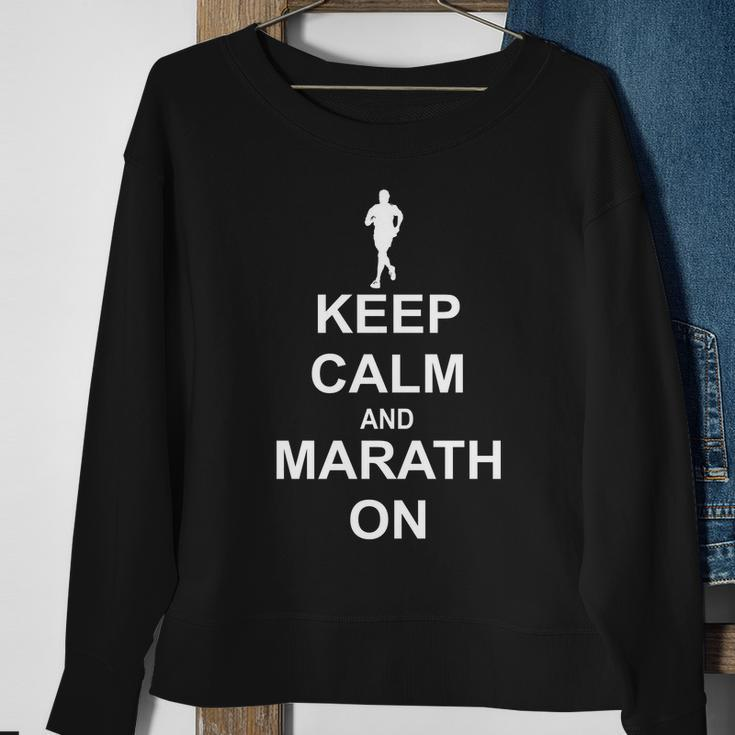 Keep Calm Marathon On Sweatshirt Gifts for Old Women