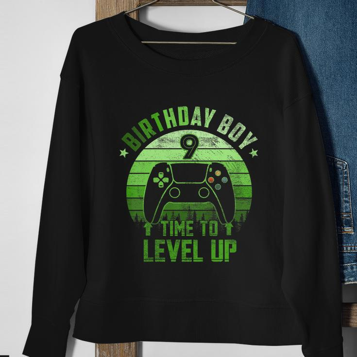 Kids 9Th Birthday Boy Time To Level Up 9 Years Old Boys Cool Gift Sweatshirt Gifts for Old Women