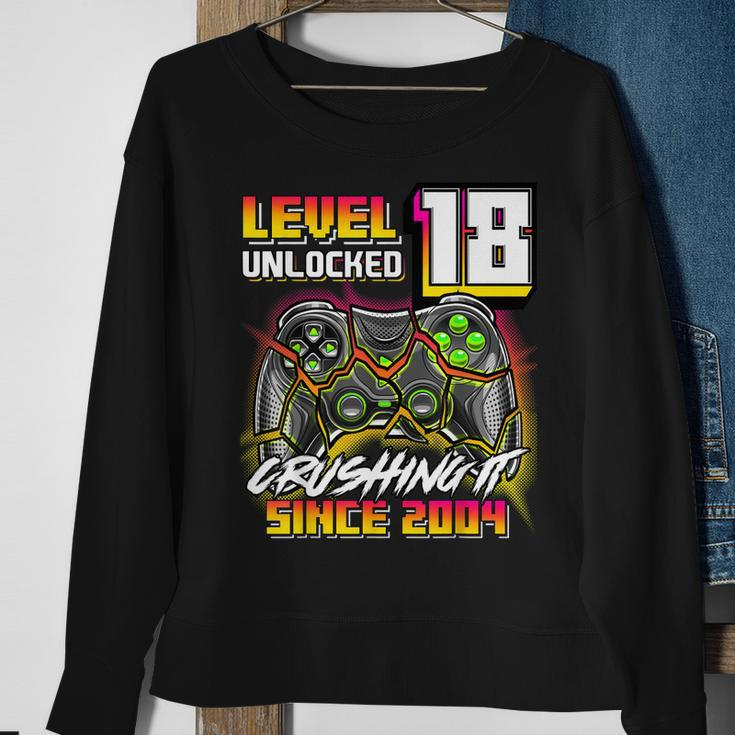 Level 18 Unlocked Crushing It 2004 Video Game 18Th Birthday Sweatshirt Gifts for Old Women