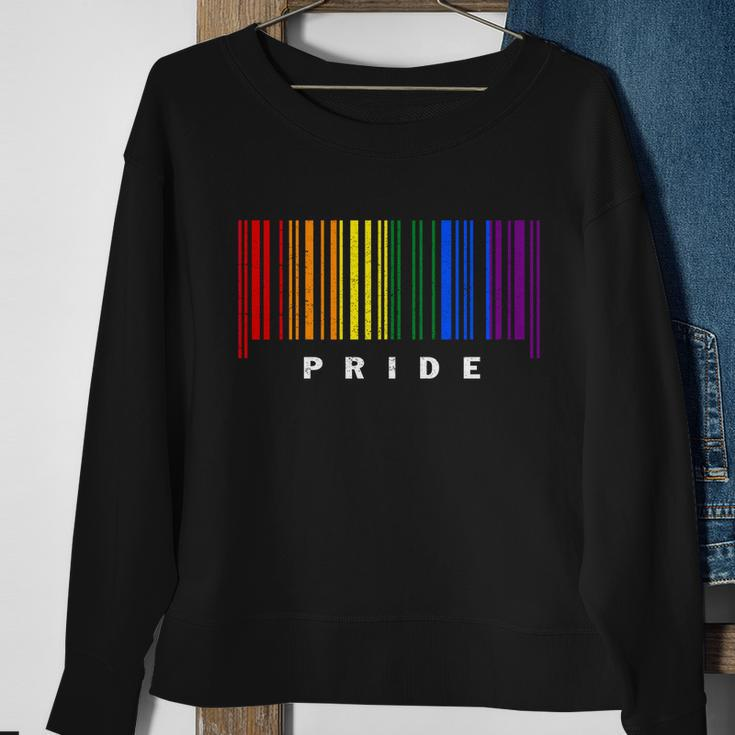 Lgbt Gay Barcode Support Lgbtq Ally Rainbow Pride Gay Flag Sweatshirt Gifts for Old Women