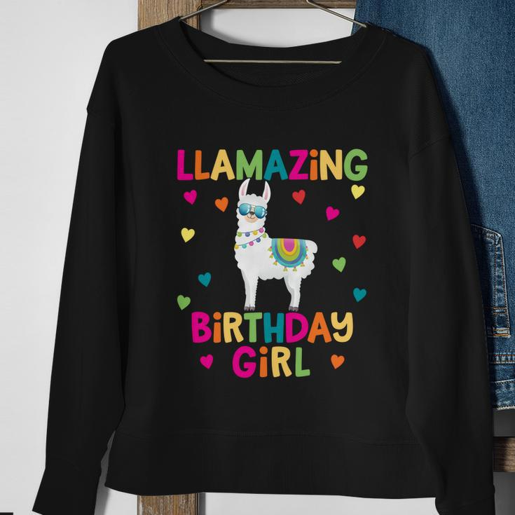 Llama Birthday Party Llamazing Gift Girl Rainbow Hearts Gift Sweatshirt Gifts for Old Women