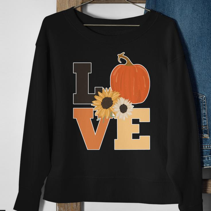 Love Autumn Floral Pumpkin Fall Season Graphic Design Printed Casual Daily Basic Sweatshirt Gifts for Old Women